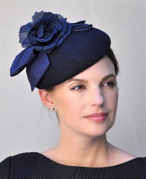 ladies navy blue wedding hats.